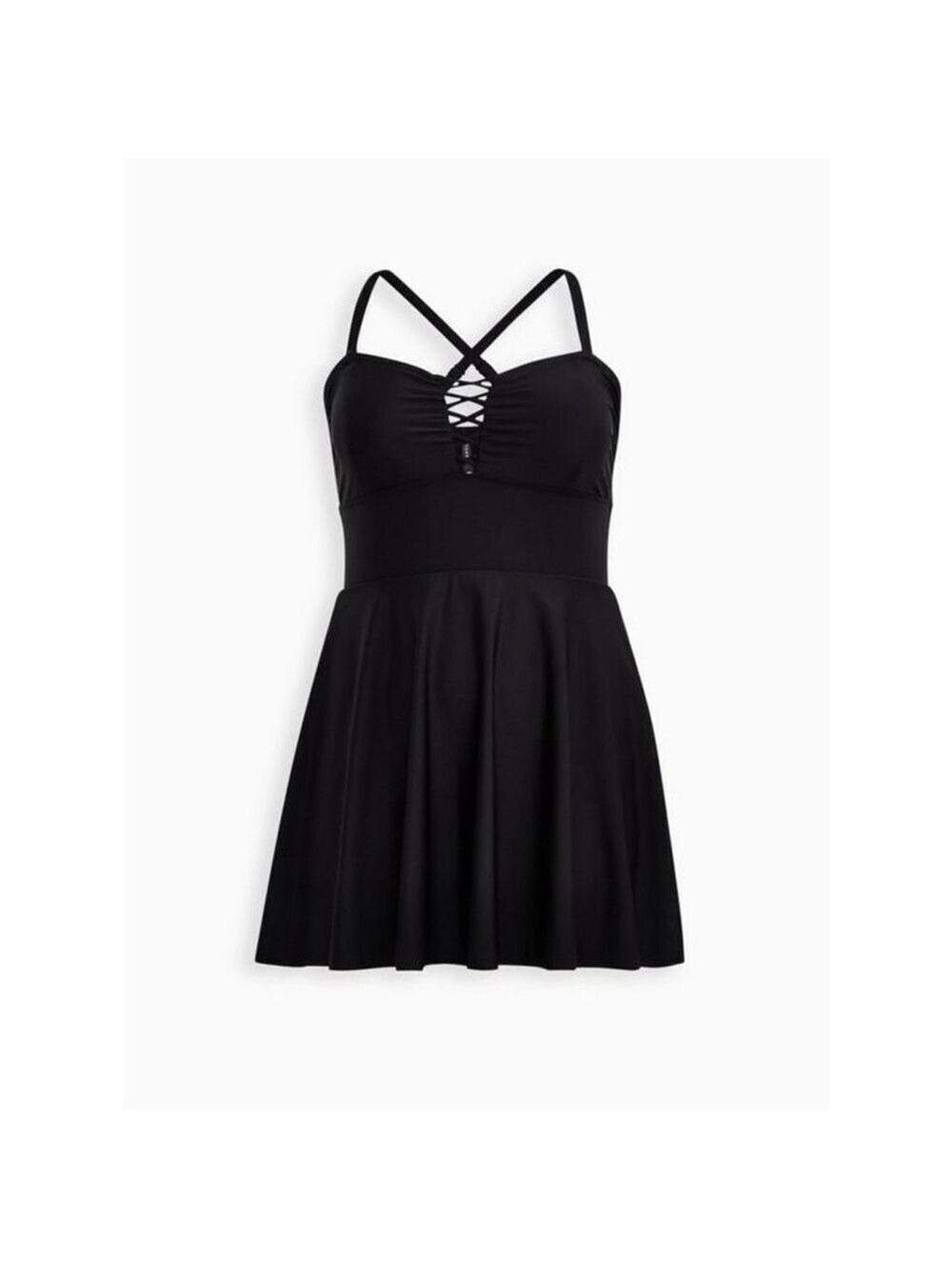 Torrid Wireless Long Lattice Front Swim Dress With Brief (Sz 2/2X)